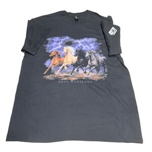 Four Horsemen Running Horse and Lightning Graphic Tee